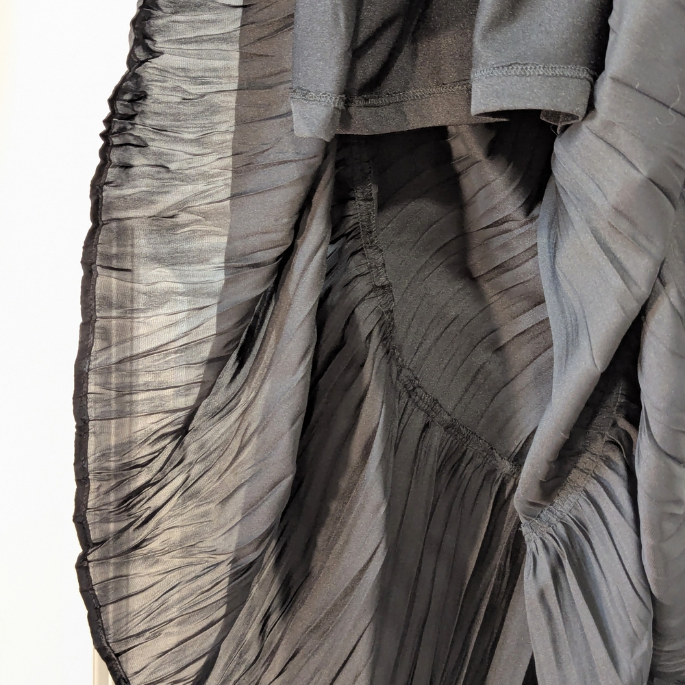 Zara Black Pleated Detail Maxi Dress Keyhole Tie XS - Picture 8 of 9